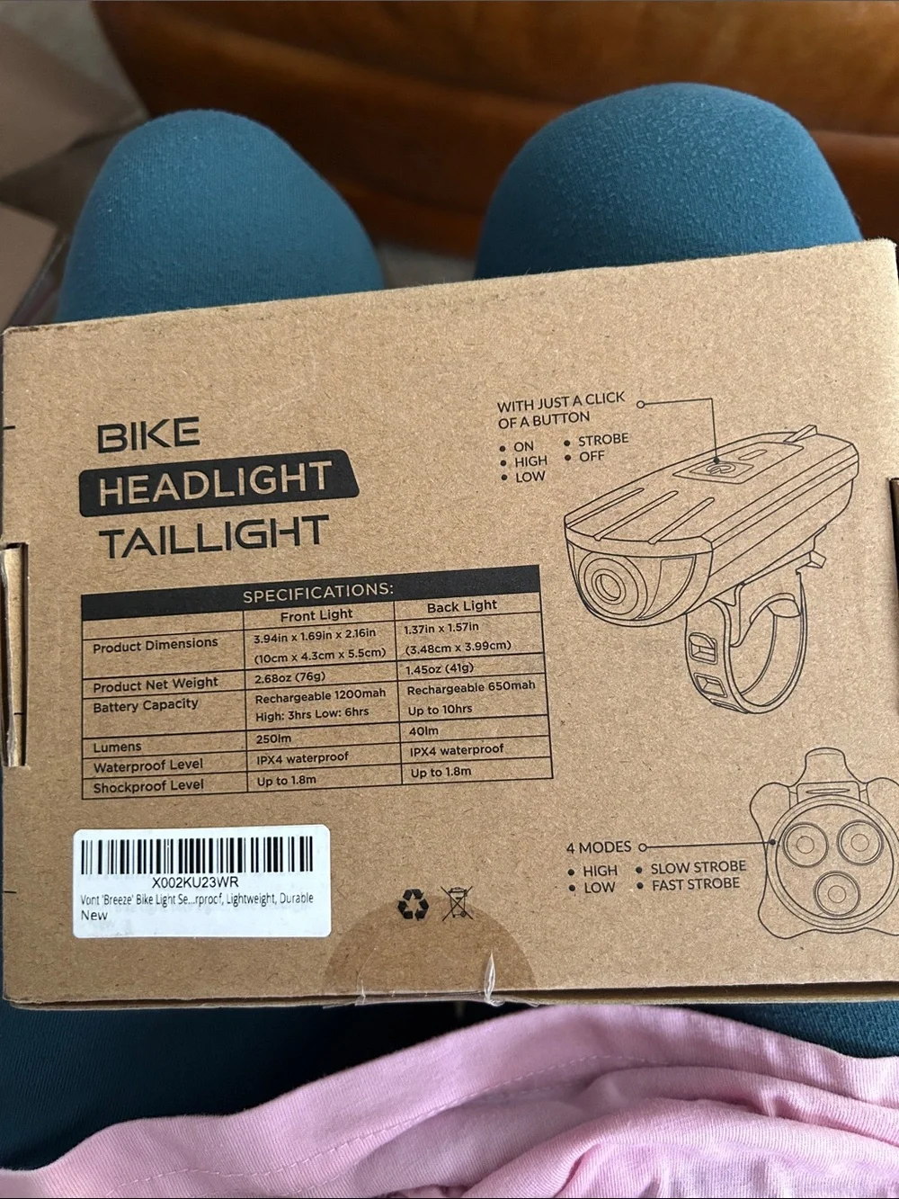 Bike Headlight and Taillight Set - Brown